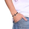 Men Casual Sideways Cross Charm Black Braided Leather Rope Bracelets Bangles Male Prayer Gifts Jewelry ► Photo 2/6