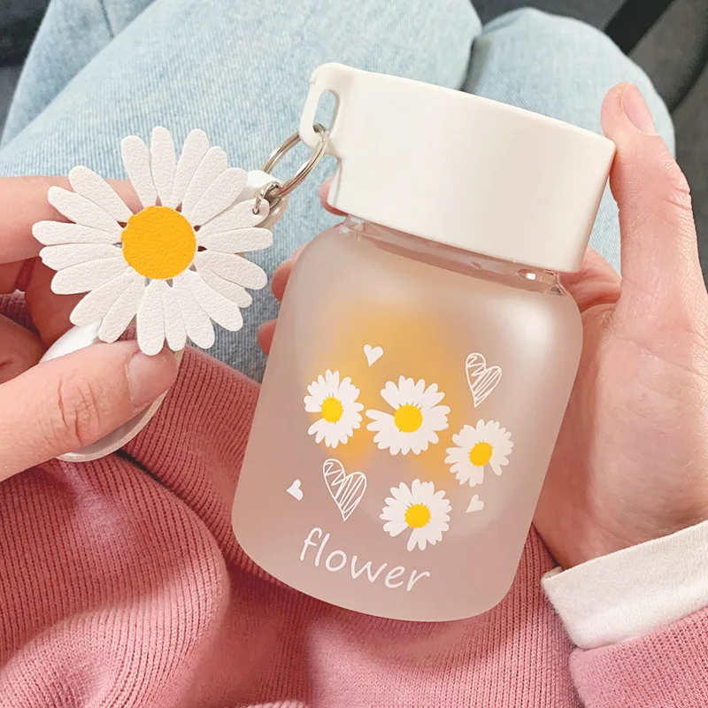 New 500m Cute Daisy Plastic Water Bottles With Straw Portable Clear Frosted  BPA Free Water Bottle For Kids Students Drinking Cup - AliExpress