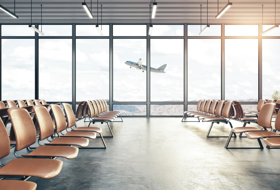 Laeacco фотография фон для зала ожидания аэропорта стулья французский Окно Солнце живописный фото фон фотосессия Фотостудия