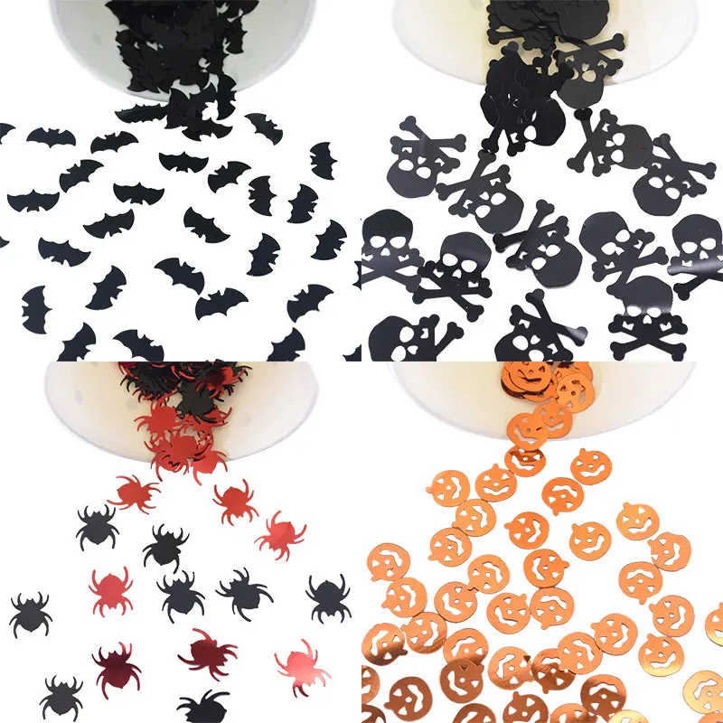 

15g Black Bar Cat Spider Star wizard Skull Orange Pumpkin Happy Halloween Confetti Table Sprinkles Supplies Halloween Decoration