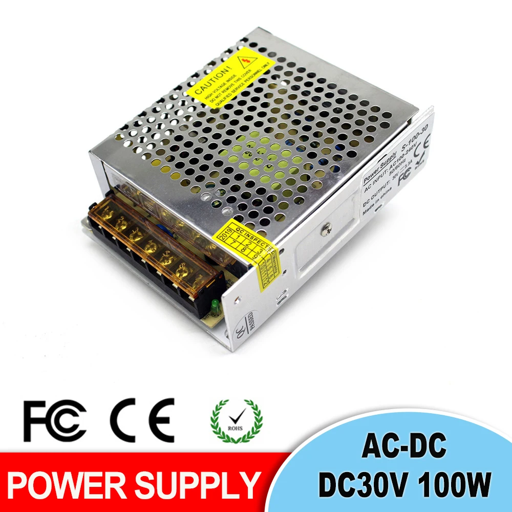 AC-DC Switching Power Supplies DC30V 3.3A 100W LED Switch Mode Supply 220V 110V AC to DC 30V SMPS For Lighting CCTV Lamp | Обустройство