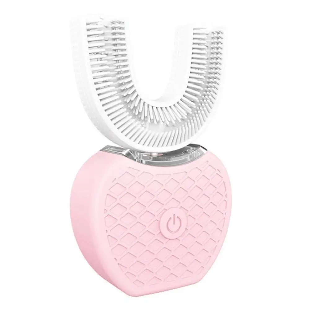 360 градусов Беспроводная зарядка через usb ленивая Автоматическая звуковая силиконовая электрическая зубная щетка отбеливание зубов щетка для чистки инструментов уход за полостью рта - Цвет: pink