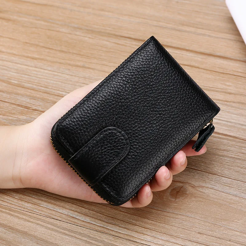 

Korean-style Buckle Organ Wallet Genuine Leather Driver's License Leather Case Wallet Multi-functional Men RFID Card Sleeve Hide