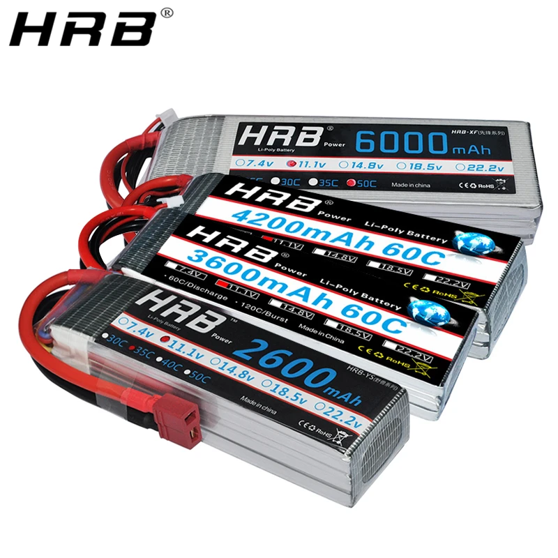 HRB 3S 11,1 V Lipo батарея 1800mah 2200mah 2600mah 3300mah 4000mah 5000mah 5200mah 6000mah 10000mah 12000mah RC части T Deans 50C