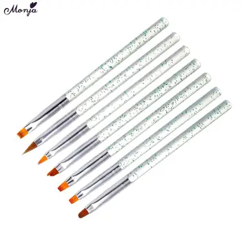 

Monja Green 10Pcs/Set Stripes Lines Liner Painting Liquid Powder Acrylic UV GEL Extension Builder Nail Art Drawing Brush Kit