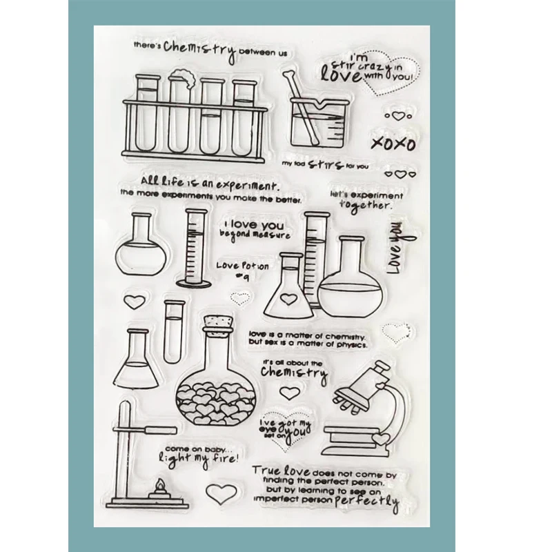 ZATWBS chemistry lab Clear Stamps For DIY Scrapbooking/Card Making/Album Decorative Rubber Stamp Crafts