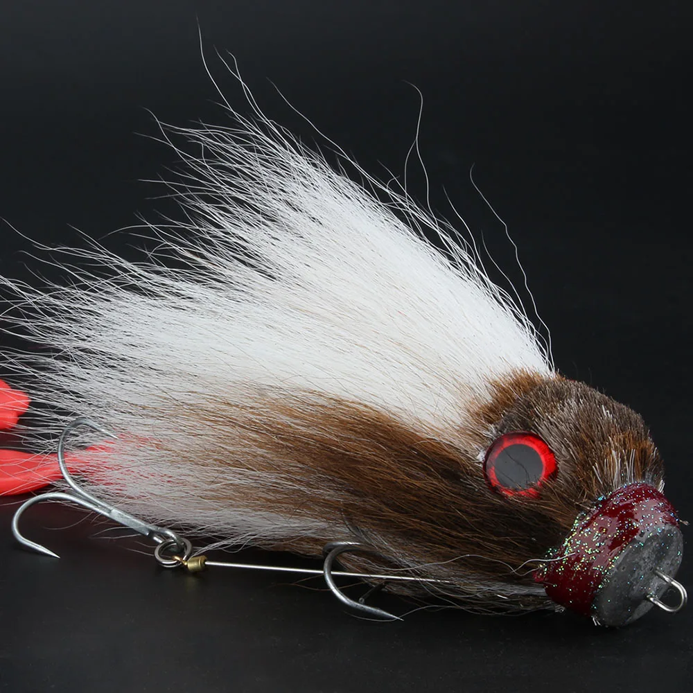 Spinpoler Щука рыбалка мышь 3D глаза волосы оленя прикреплены с пластмассовыми крючками приманки для большой щуки сома черный бас