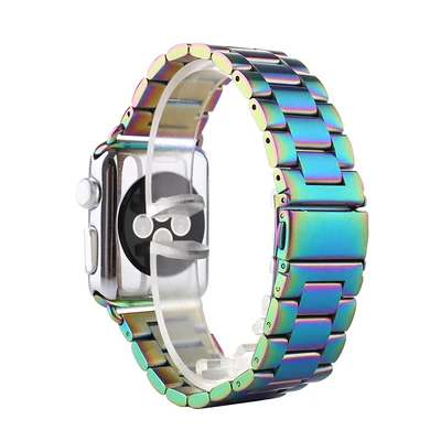 Stainless Steel Strap For Apple watch band 40mm 44mm 5 4 3 watch strap 38mm 42mm Bracelet Sport Metal WatchBand for iWatch 3 2 1 Colorful