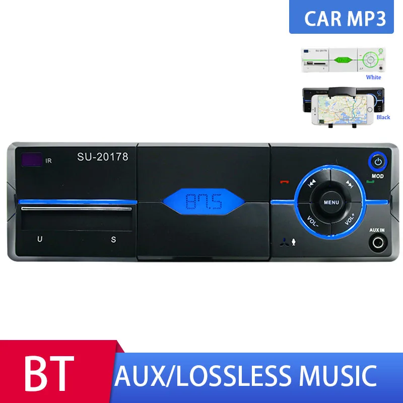 Автомагнитола 1Din MP3 плеер в приборной панели Авторадио AUX FM Bluetooth громкая связь USB