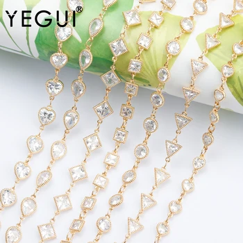 

YEGUI C171,diy chain,18k gold plated,0.3microns,copper metal,handmade,zircon,charm,diy bracelet necklace,jewelry making,50cm/lot