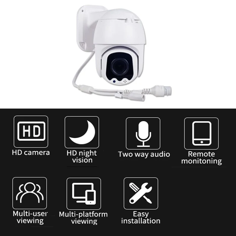 Камера Безопасности HD 1080P PTZ IP камера ИК наружная Водонепроницаемая домашняя камера видеонаблюдения двухстороннее аудио автоматическое отслеживание PTZ CCTV Камера