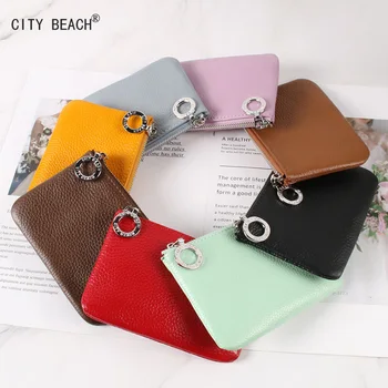 

CITY BEACH The first layer of caw leather coin purse simple short small wallet men and women multi-function key coin purse bag