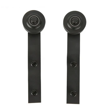 

2pcs/set Carbon Steel Sliding Wheel Barn Double Door Hardware Kit Interior Rustic Black Sliding Wheels For Kitchen Warehouse