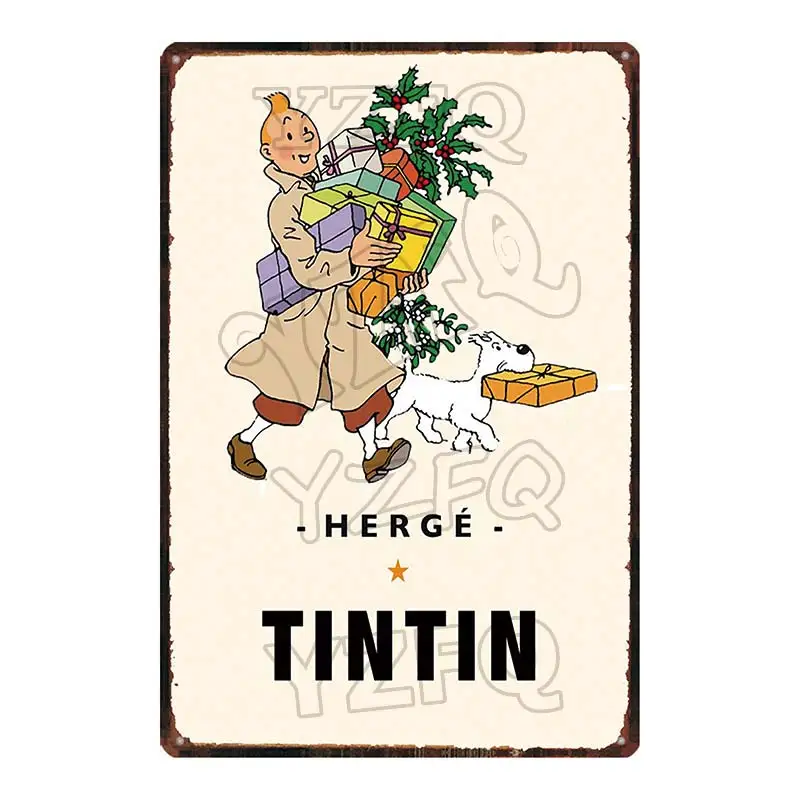 Tintin мультяшный знак винтажный оловянный знак Рождественский подарок металлические тарелки для настенного искусства ретро домашний декор для детской комнаты плакат 30X20 см DU-3895A - Цвет: DU-3910