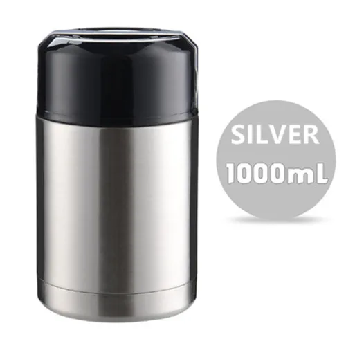 800 мл/1000 мл двойной термос из нержавеющей стали контейнеры для супа большая емкость термосы Портативный Ланч Bento Box - Цвет: 1000ml Silver