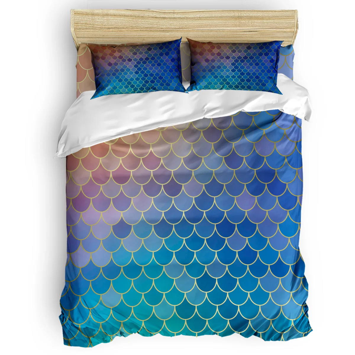 

The Scales of a Mermaid Duvet Cover Set Vintage Floral Art Design Collection of 3/4pcs Bedding Set Bed Sheet Pillowcases Cover