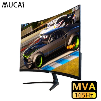 MUCAI-monitor curvo para ordenador de escritorio, 24 pulgadas, 144Hz, MVA, 165Hz, HD, ultrafino, HDMI/DP