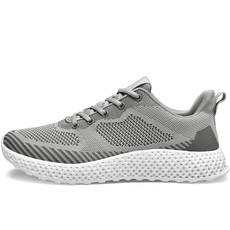 Gray Shoes VESONAL брендовые дышащие кроссовки Flyknit Мужская обувь для взрослых легкая обувь Модные осенние новые уличные беговые мужские кроссовки обувь - Цвет: Gray Shoes