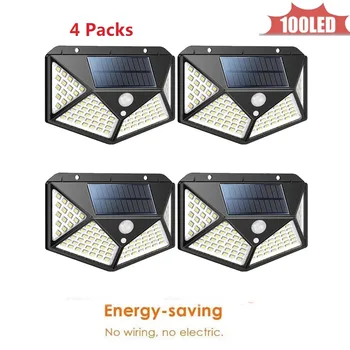 

100 LED Solar Light Wall Lamp For Outdoor Yard Garden Lamps PIR Motion Sensor LED Lights Waterproof Security Yard LED Lighting 4