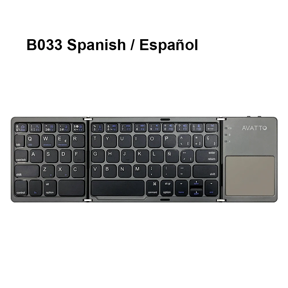 AVATTO Russian/Spanish/English B033 Mini Folding keyboard, Wireless Bluetooth Keyboard with Touchpad for Windows, Android, IOS magic keyboard pc Keyboards