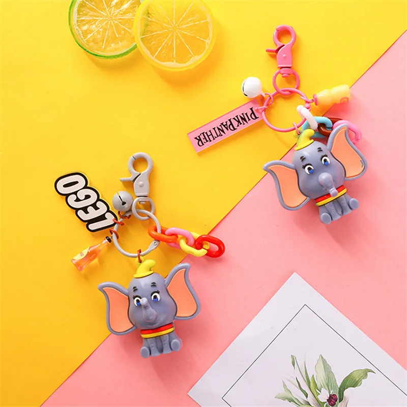 

Cartoon Cute Anime Dumbo Keychain Animal Elephant Key Ring Holder Couple Key Chains For Women Bag Charms Pendant Keyring Gift