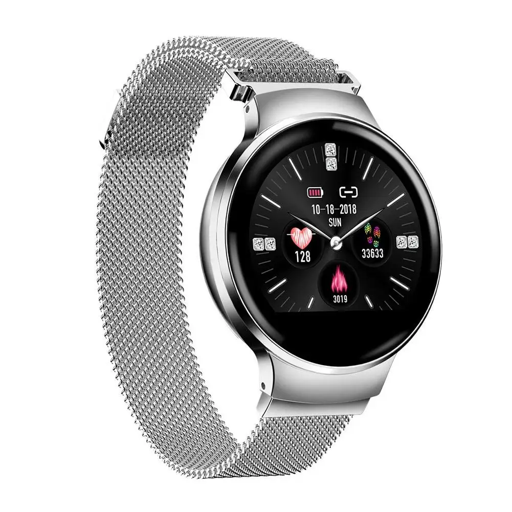 Серебристый Модные часы Smart Watch женские водонепроницаемые часы с Bluetooth крови Давление сердечного ритма браслет контроля сна верхняя одежда для девочек смарт-часы - Цвет: Серебристый