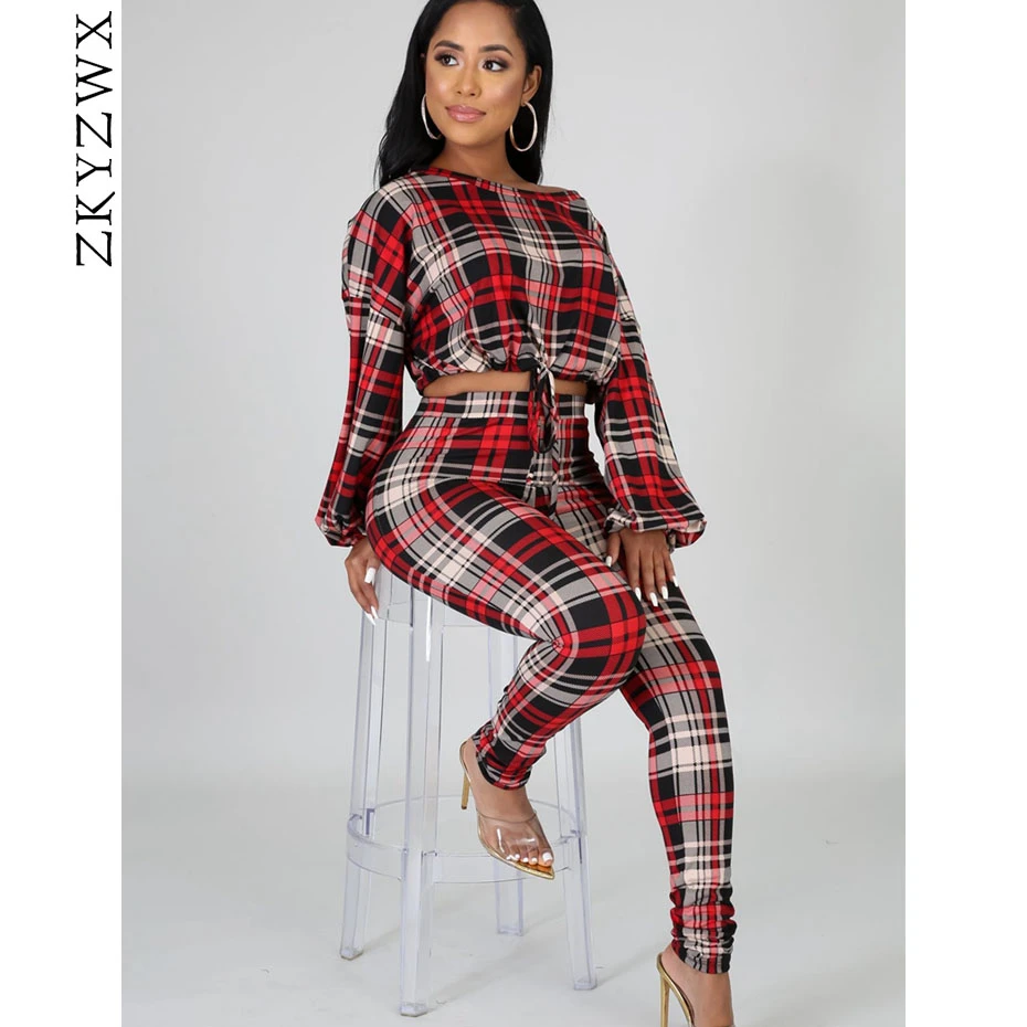 plaid crop top and pants