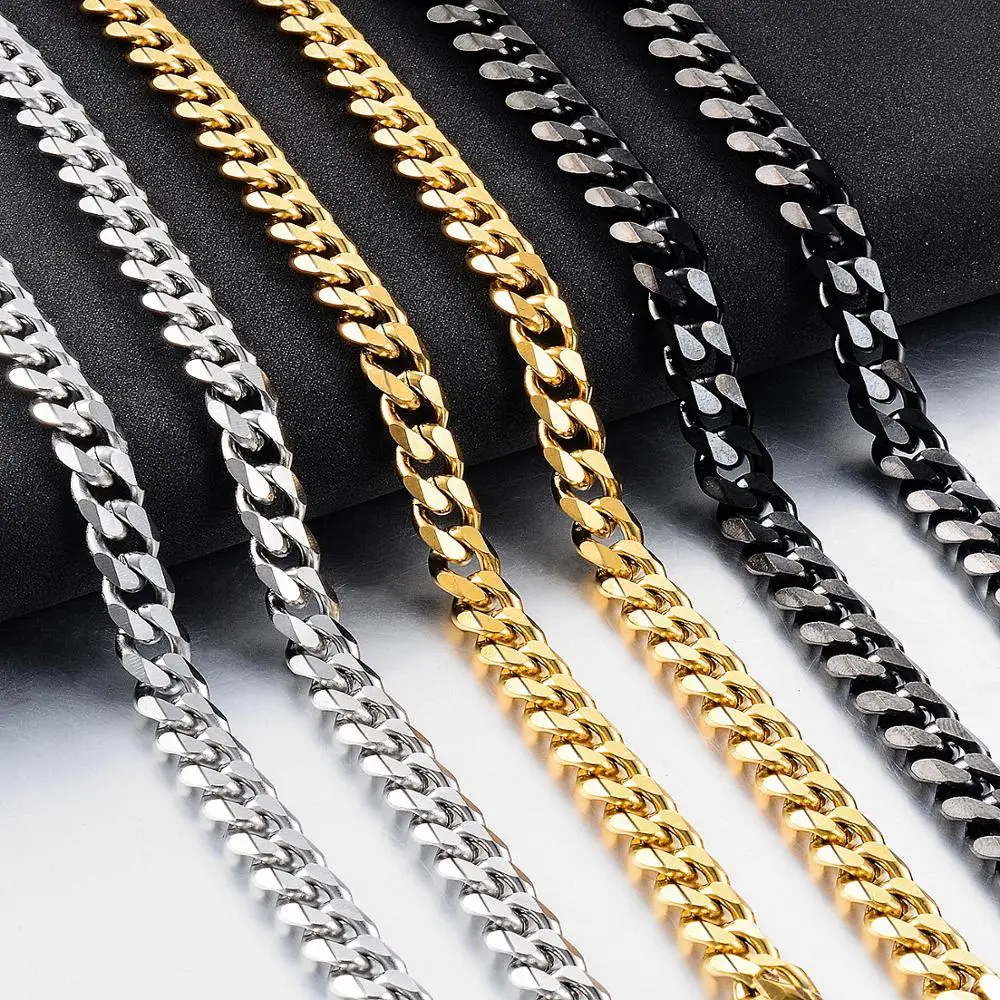 Women Necklace Jewelry Cuban-Chain Hip-Hop Stainless-Steel Gold Black Fashion And New-Style
