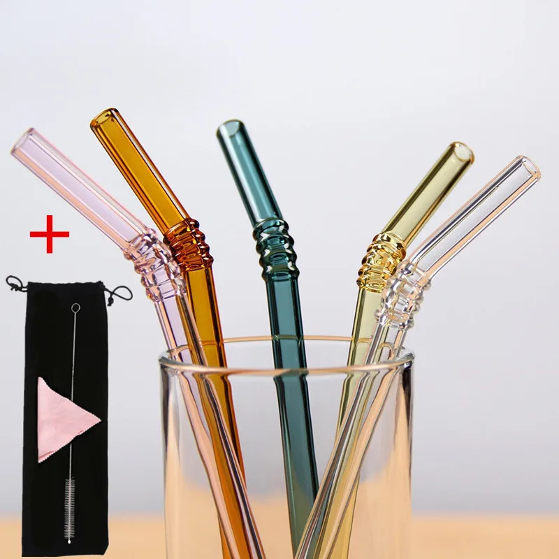 Glass drinking straws reusable 2 colours hand made straw