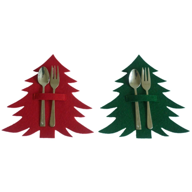 

2020 New Year Christmas Tree Design Spoons Decoration For Home Fork Bag Decorative Xmas Party Ornaments Tableware Cutlery Holder