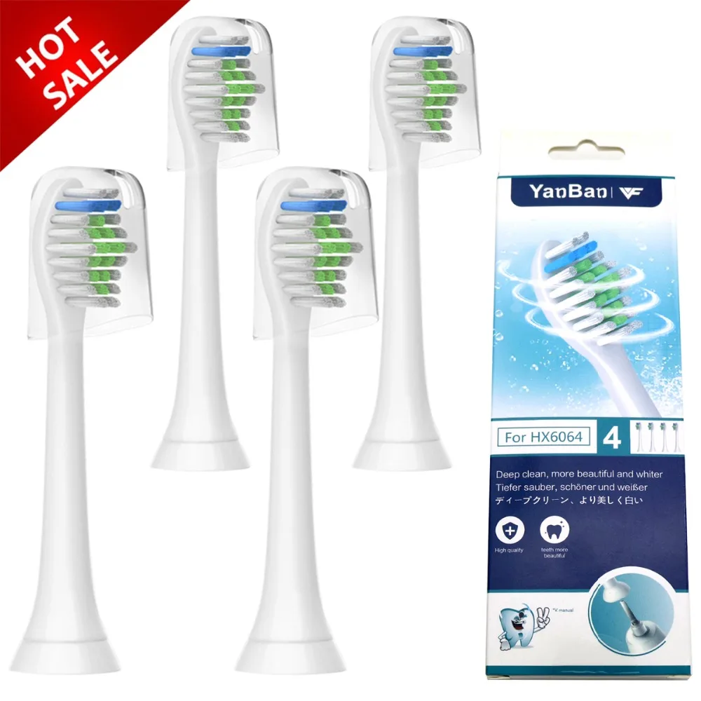 

4Pcs/lot Tooth Brush Heads with cap For PHILIPS Sonicare FlexCare Diamond Clean HX6064 HX6930 HX9340 HX6950 HX6710 HX9140 HX6530