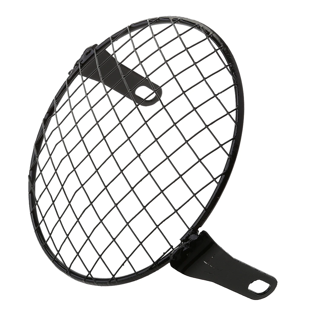 6.3 Inch Retro Motorcycle Grill Side Mount Headlight   Square Net Cover Mask