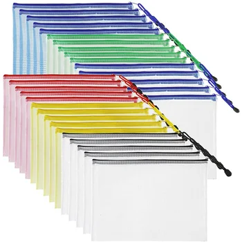 

Zipper Pouch Document Bag(6 Colors,30 Pack),Letter Size Waterproof Document Pouch for School Office Supplies