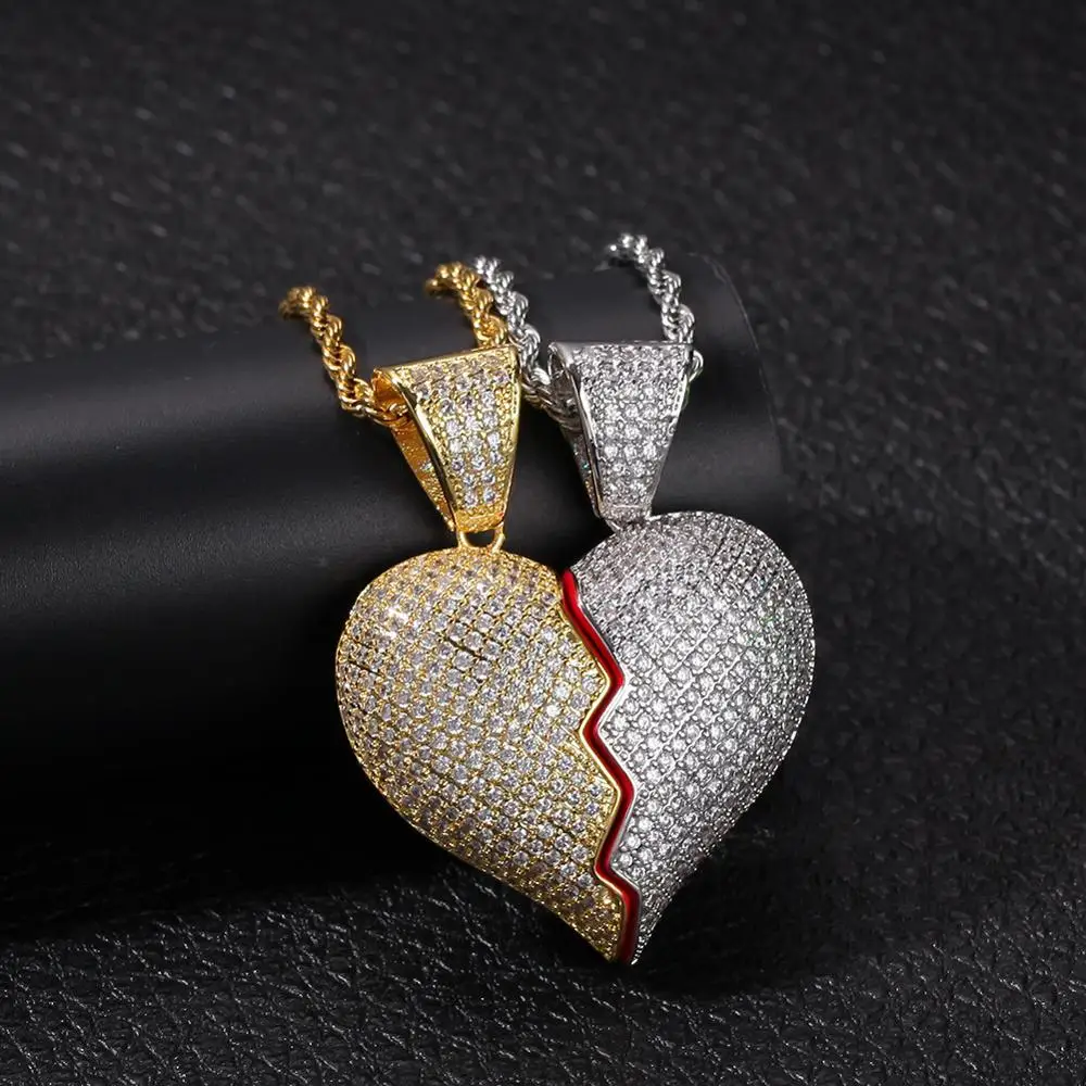 Комбинируемая и съемная цепочка с подвеской в виде разбитого сердца ожерелье из