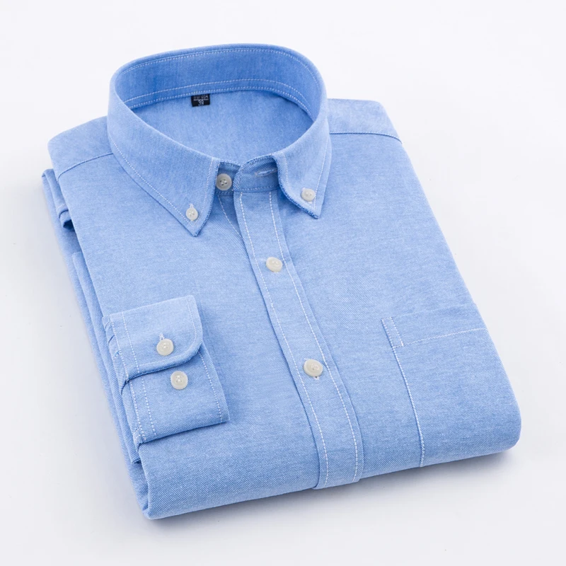 

MACROSEA Men's Oxford Solid Color Casual Shirt High Quality Non-iron Anti Wrinkle Men's DP Finishing Shirts Comfortable Clothes