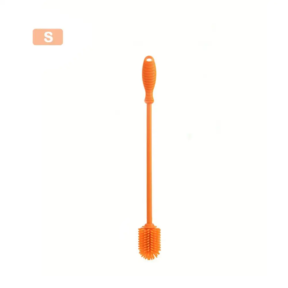 Multifunctional Silicone Long Handle Baby Infant Feeding Bottle Cleaning Brush Deep CupCleaning Brush Deep Bottle Clean Brush - Цвет: Оранжевый