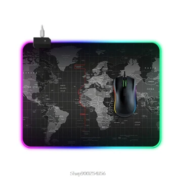 

RGB Large Gaming Mouse Pad World Map Computer Desk Mousepad Gamer Big Led Mouse Mat O31 20 Dropship