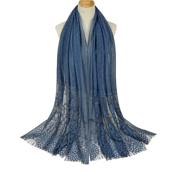 

Multicolor Trendy Women Muslim Scarf Solid Hollow Scarf Tassels Thin Soft Muslim Shawls Malaysia Hijab All-match Wrap Shawls