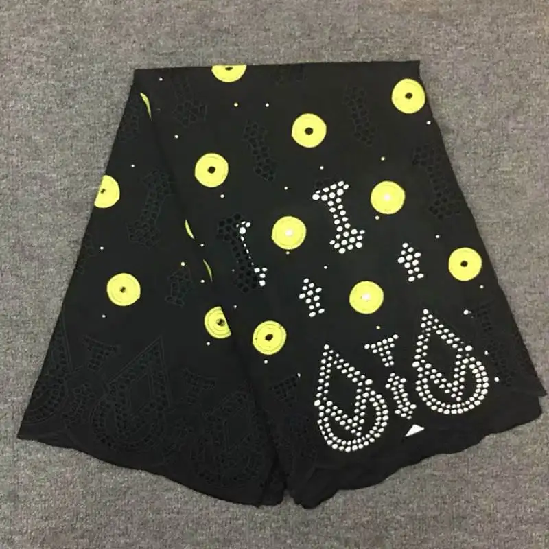 

HL!Yellow Swiss voile lace fabric with stones african lace cotton fabric 2019 high quality swiss lace for wedding ! L101901