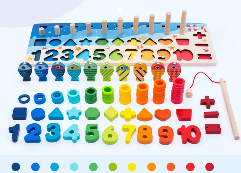 Монтессори Обучающие деревянные игрушки для детей доска Математика Рыбалка количество соответствующие цифровые формы матч раннего образования игрушка