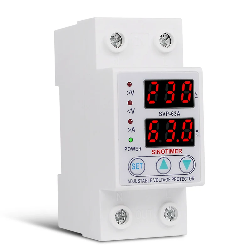 sobretensão Proteção, Corrente Calibre Ajustável, 63A, 220V, 230V, Top Vendedor