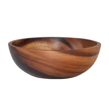 

1pc Practical Wooden Cutlery Household Basin Fruit Bowl Salad Bowl Wooden Tableware Household And Basin (8X6CM)