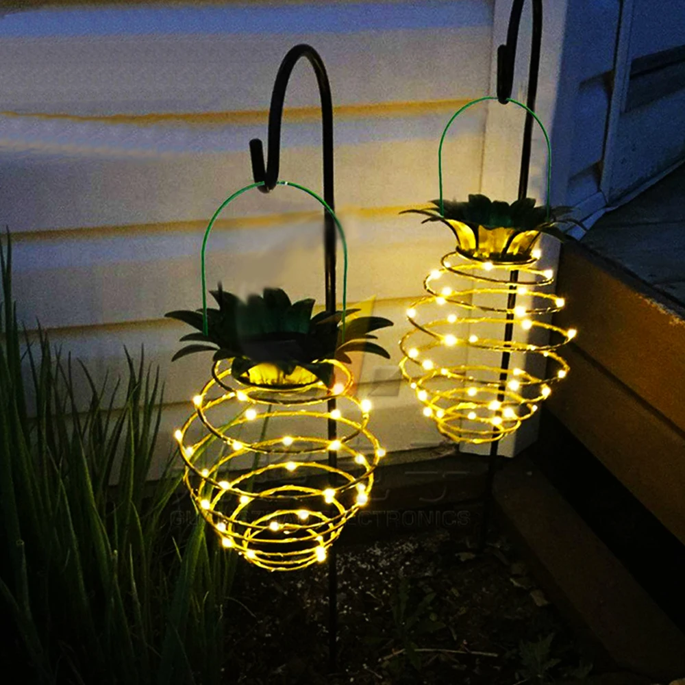 24LED Солнечный свет Водонепроницаемая форма ананаса открытый подвесной ночник