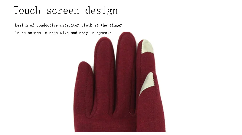 Милые женские перчатки для сенсорного экрана, не падающие бархатные перчатки, зимние теплые перчатки для сенсорного экрана, ветрозащитный