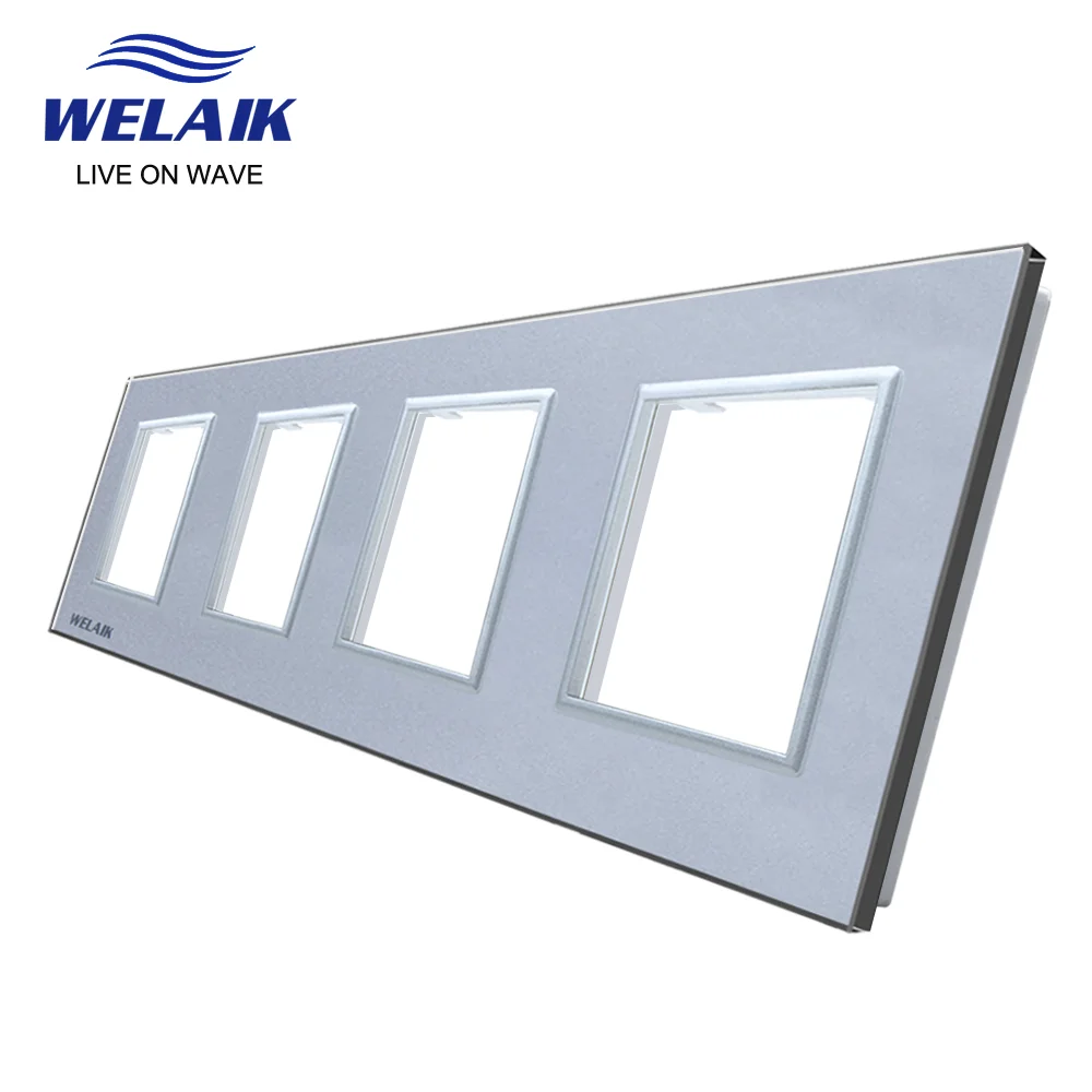interruptor de toque welaik pecas diy so painel parede interruptor luz vidro branco preto painel vidro cristal quadrados buraco 02