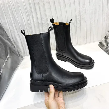 

shoes Martin boots show thin, ChElSEY boots women's thick bottomed medium boots increase the trend of chimney boots