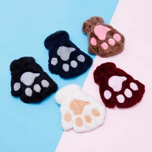 Детские перчатки; милые детские зимние Бархатные толстые теплые перчатки; Плюшевые варежки для мальчиков и девочек; короткие перчатки с открытыми пальцами