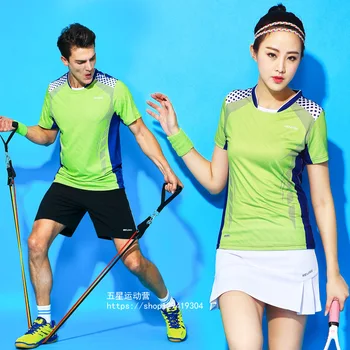 

Quick-Drying Sports Clothing Service Men and Women-Short Sleeve Tennis Printed Words Set Crew Neck