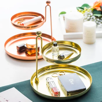 

Fashion double layer Makeup Jewelry Organizer Case Cosmetic tray desktop key earrings sundries Storage Box Shelf pf90319