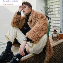 Зимнее пальто с натуральным мехом, мужская куртка из короткой овечьей шерсти, мужские меховые пальто и куртки из натуральной шерсти, Cuero Genuino 19323 KJ3324